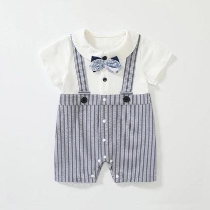 MyKids-USA® Baby Boys Short Sleeves Cute Striped Overalls Pattern Rompers