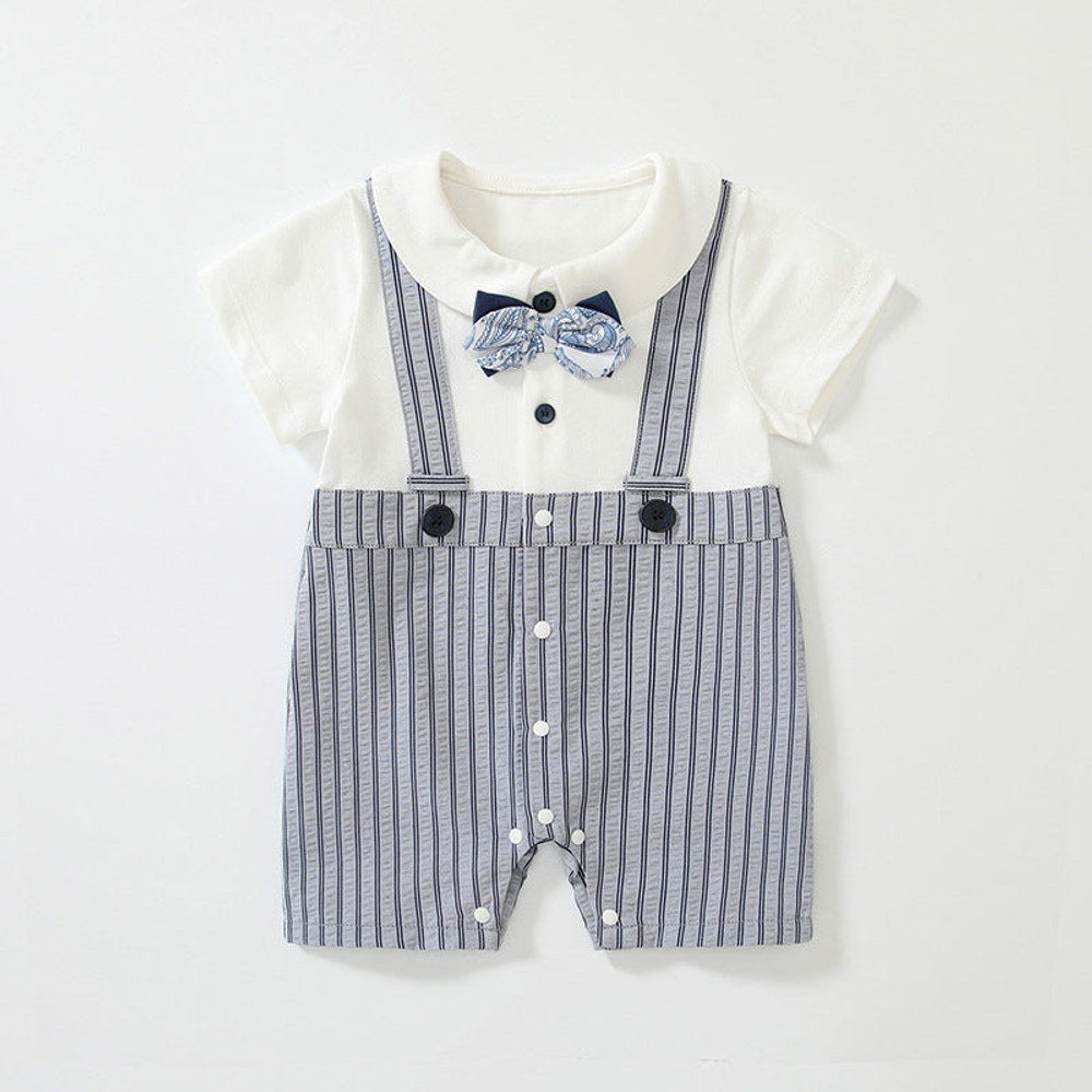 MyKids-USA® Baby Boys Short Sleeves Cute Striped Overalls Pattern Rompers