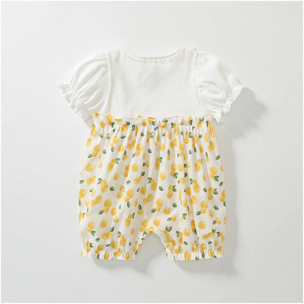 MyKids-USA® Baby Girls Short Sleeves Cute Lemon Overalls Pattern Rompers