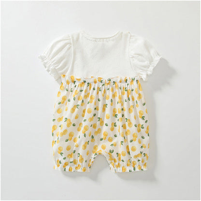 MyKids-USA® Baby Girls Short Sleeves Cute Lemon Overalls Pattern Rompers