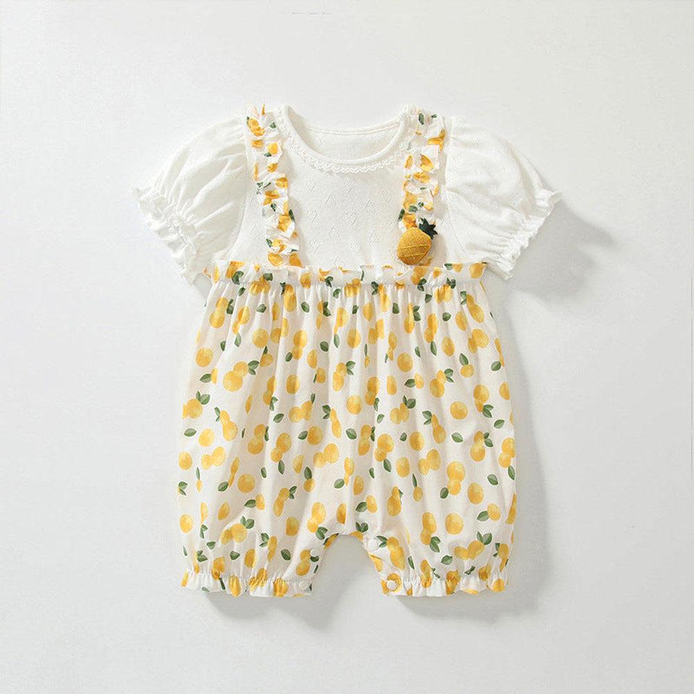 MyKids-USA® Baby Girls Short Sleeves Cute Lemon Overalls Pattern Rompers