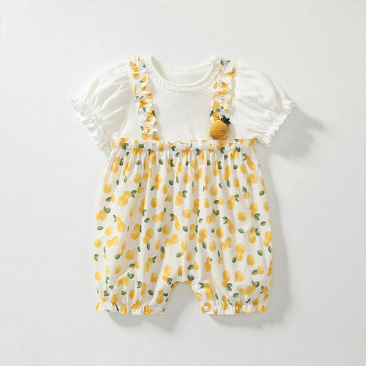MyKids-USA® Summer Arrival Baby Girls Short Sleeves Cute Lemon Overalls Pattern Rompers