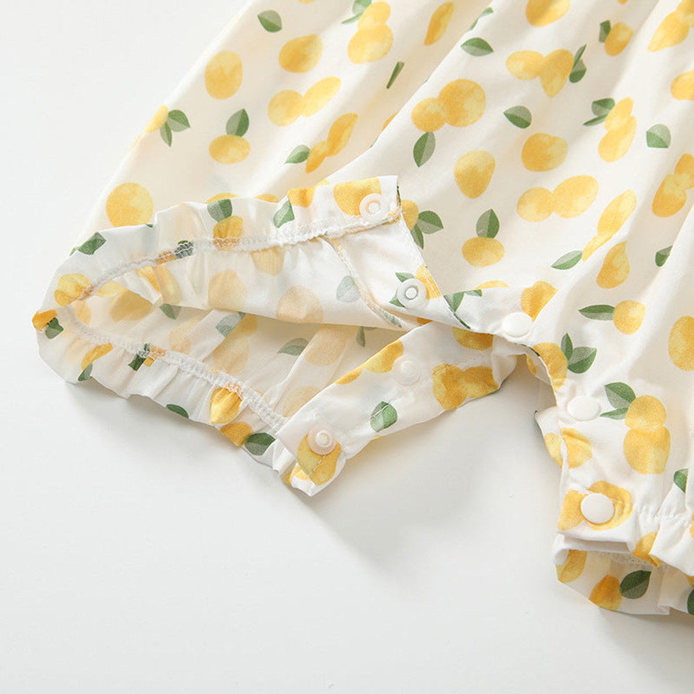 MyKids-USA® Baby Girls Short Sleeves Cute Lemon Overalls Pattern Rompers