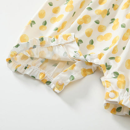 MyKids-USA® Baby Girls Short Sleeves Cute Lemon Overalls Pattern Rompers