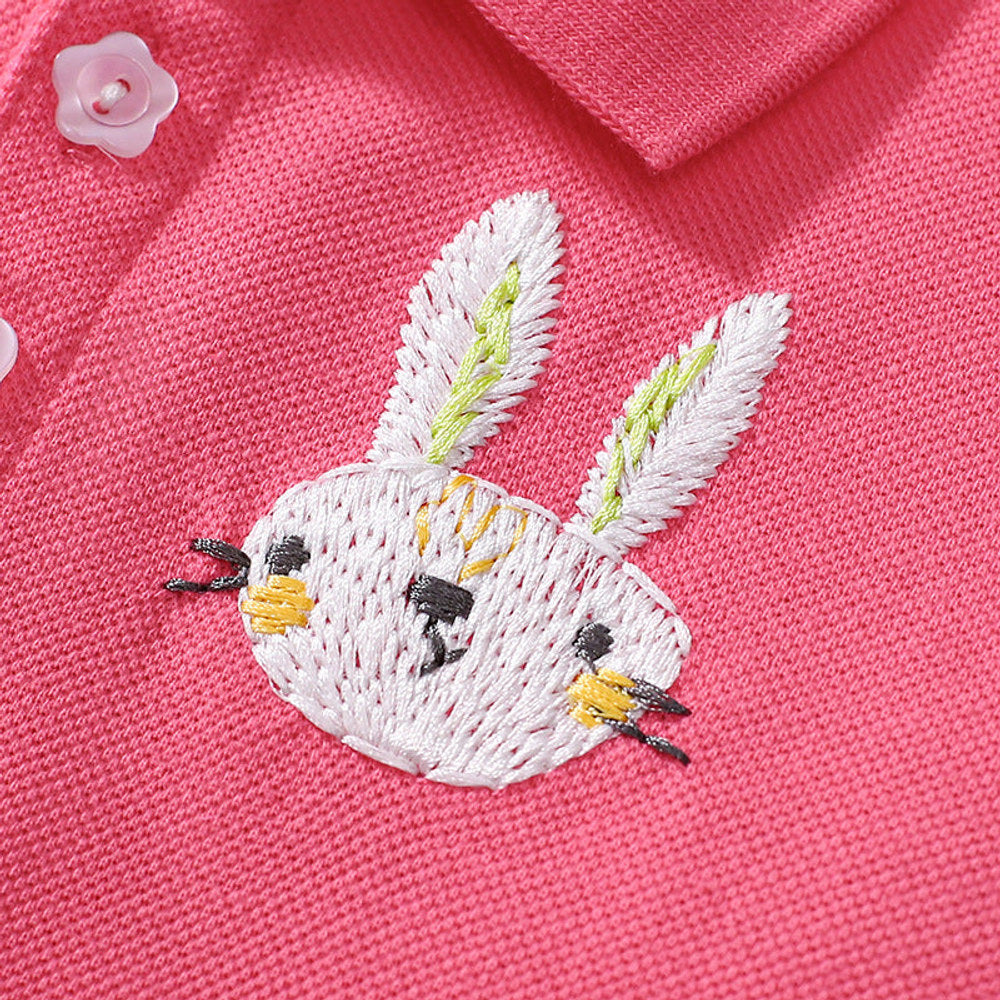 MyKids-USA® Cute Rabbits Pattern Short Sleeves Polo Dress for Stylish Girls