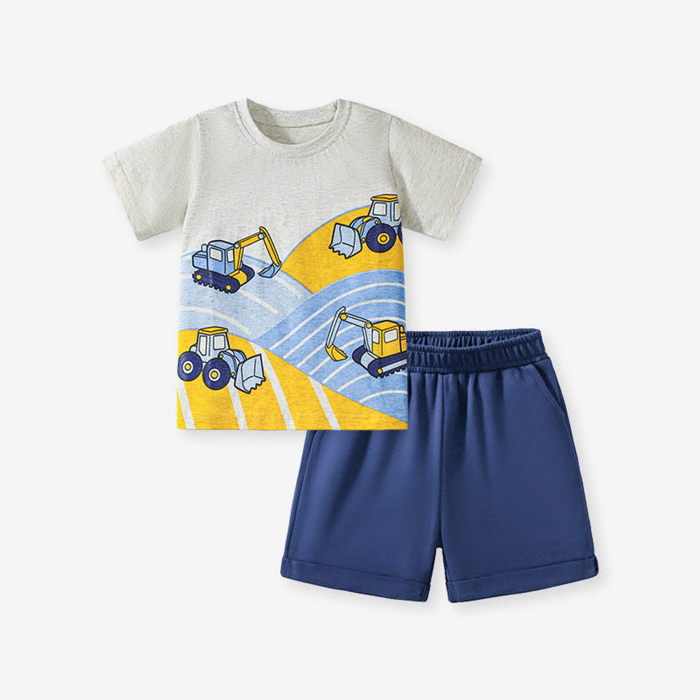 MyKids-USA® Baby Kids Cartoon Pattern T-shirt and Shorts Clothing Set for Boys