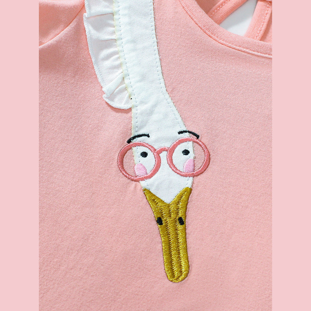 MyKids-USA® Cute Goose Cartoon Pattern Short Sleeves Dress for Stylish Girls