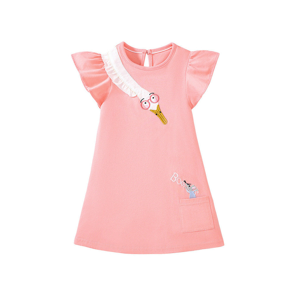 MyKids-USA® Cute Goose Cartoon Pattern Short Sleeves Dress for Stylish Girls