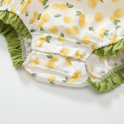 MyKids-USA® Baby Girls Cute Sleeveless Fruits Pattern Printed Strap bodysuit