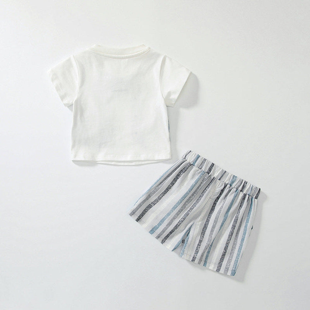 MyKids-USA® Baby Kids Striped Vest Pattern T-shirt and Shorts Clothing Set for Boys