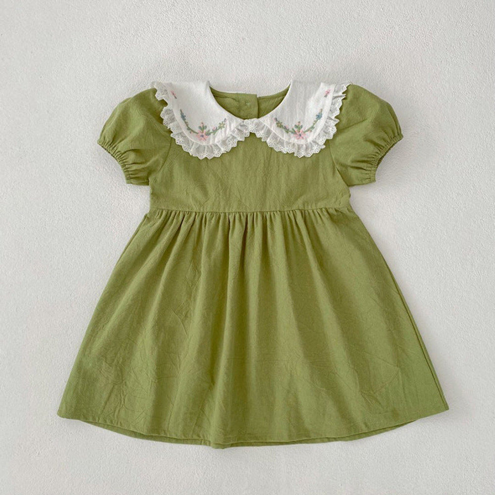 MyKids-USA® Baby Girls French-style Flowers Embroidery Pattern Short-sleeved bodysuit or Dress – Princess Sister Matching