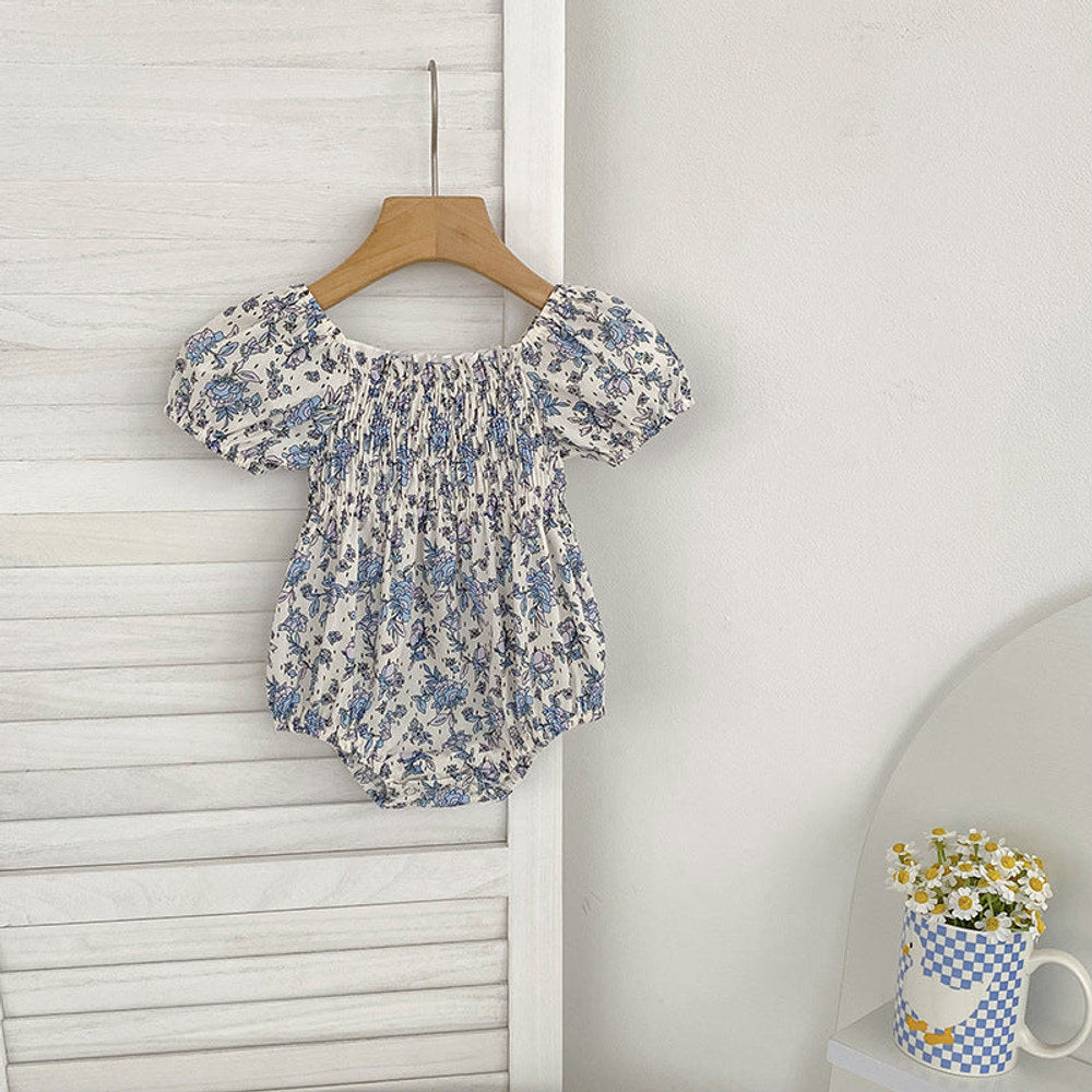 MyKids-USA® Baby Girls French-style Flowers Pattern Short-sleeved bodysuit or Dress – Princess Sister Matching