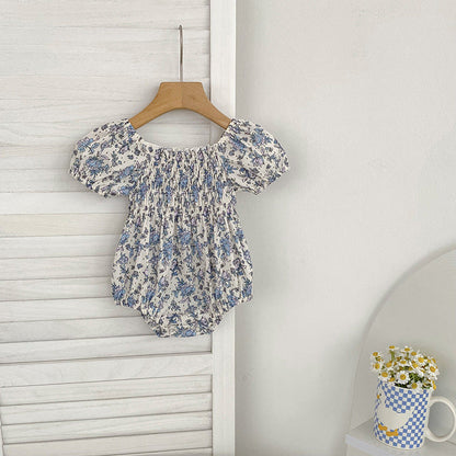 MyKids-USA® Baby Girls French-style Flowers Pattern Short-sleeved bodysuit or Dress – Princess Sister Matching