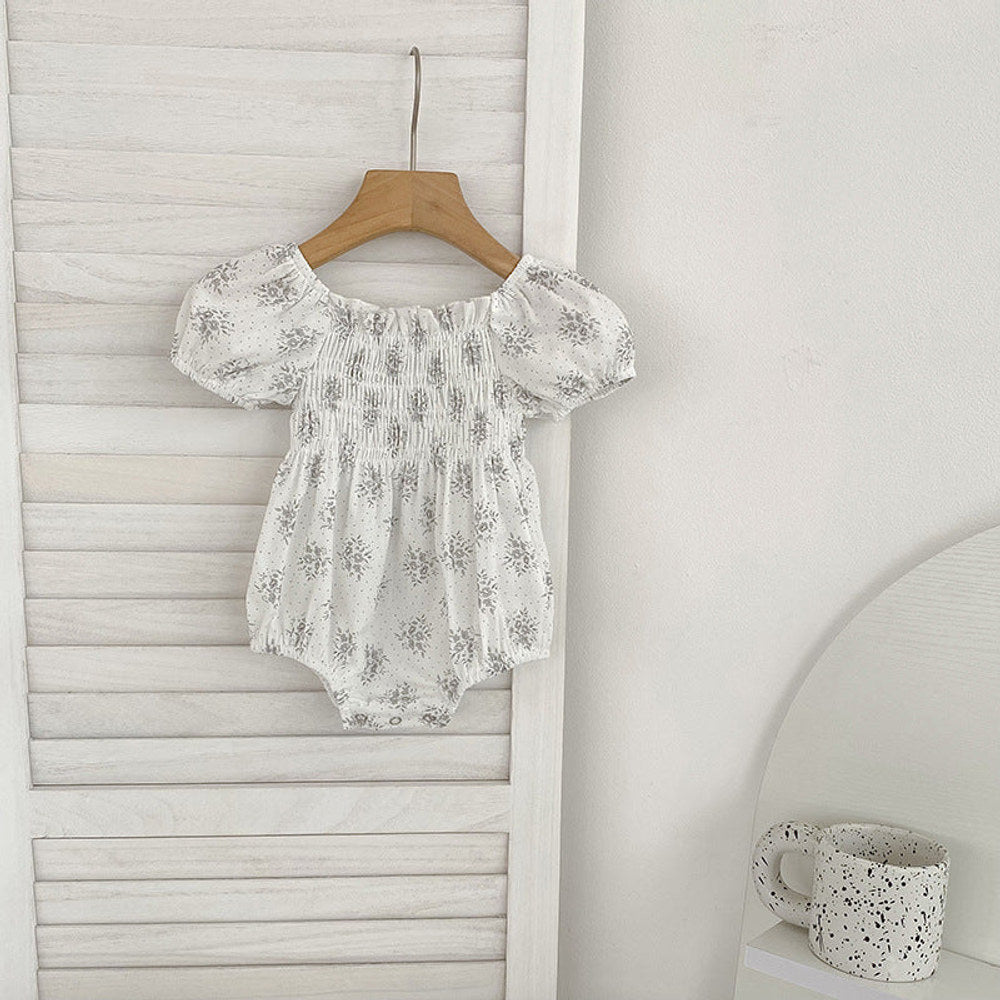 MyKids-USA® Baby Girls French-style Flowers Pattern Short-sleeved bodysuit or Dress – Princess Sister Matching