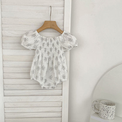 MyKids-USA® Baby Girls French-style Flowers Pattern Short-sleeved bodysuit or Dress – Princess Sister Matching
