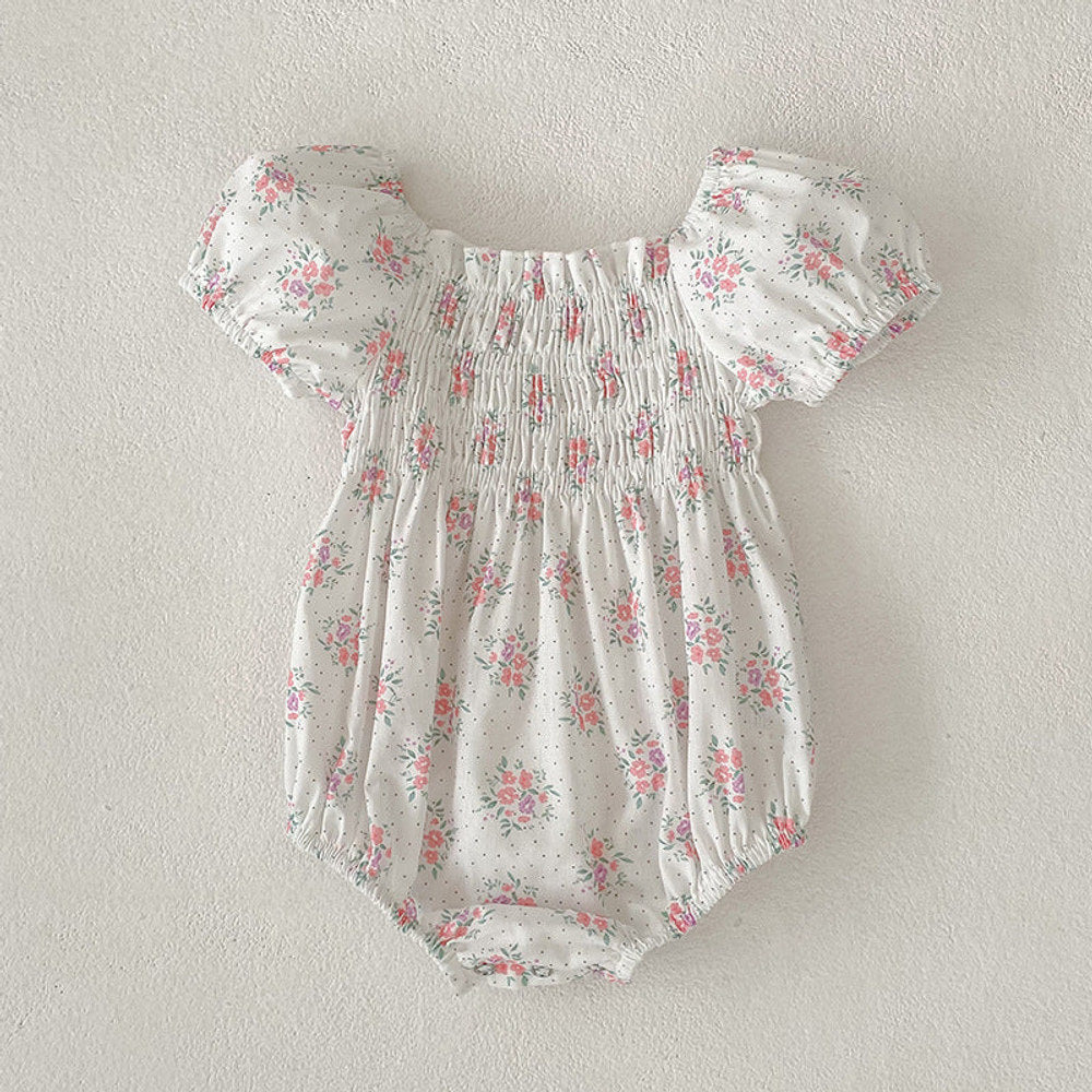 MyKids-USA® Baby Girls French-style Flowers Pattern Short-sleeved bodysuit or Dress – Princess Sister Matching