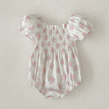MyKids-USA® Baby Girls French-style Flowers Pattern Short-sleeved bodysuit or Dress – Princess Sister Matching
