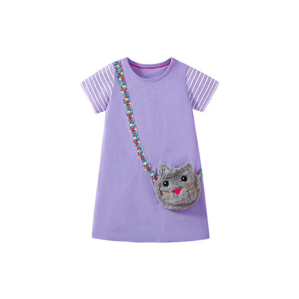MyKids-USA® Rabbits Cartoon Pattern Short Sleeves Dress for Stylish Girls