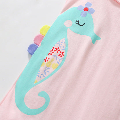 MyKids-USA® Seahorse Cartoon Pattern Sleeveless Dress for Stylish Girls