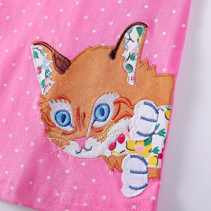 MyKids-USA® Animals and Dots Pattern Short Sleeves Dress for Stylish Girls