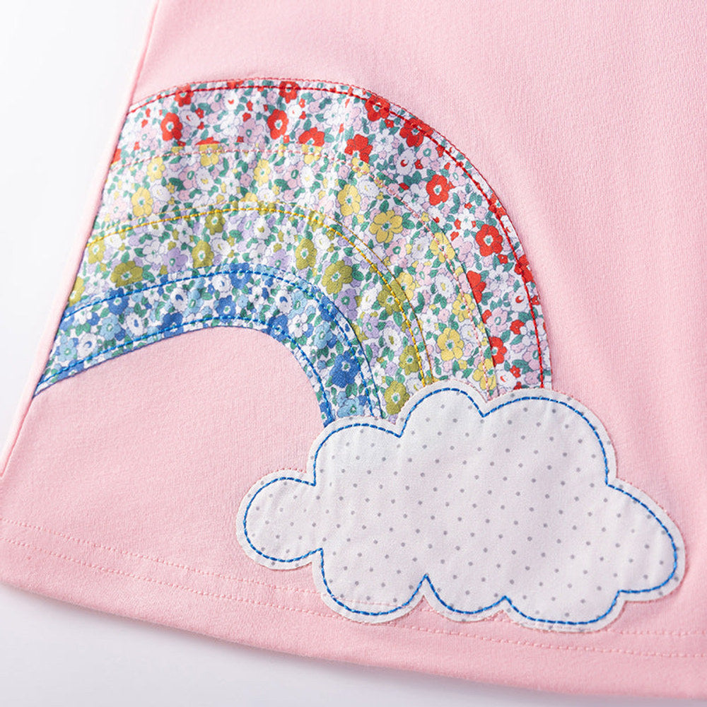 MyKids-USA® Summer  Arrival Weather Elements Pattern Short Sleeves Dress for Stylish Girls