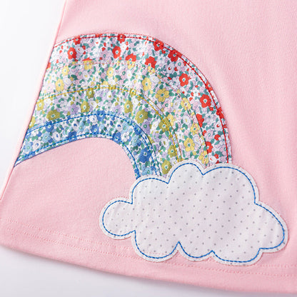 MyKids-USA® Summer  Arrival Weather Elements Pattern Short Sleeves Dress for Stylish Girls