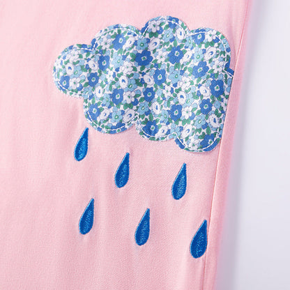 MyKids-USA® Summer  Arrival Weather Elements Pattern Short Sleeves Dress for Stylish Girls