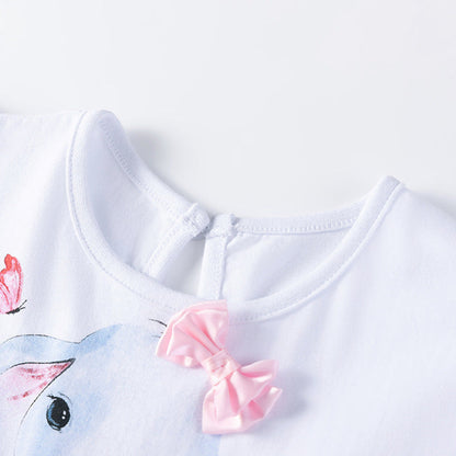 MyKids-USA® Elephant Cartoon Pattern Fly Sleeves Color Patchwork Dress for Stylish Girls