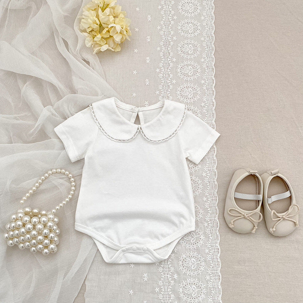 MyKids-USA® Baby Girls Solid Color White bodysuit