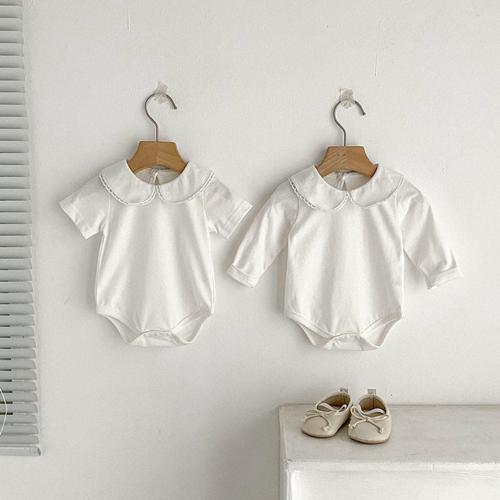 MyKids-USA® Baby Girls Solid Color White bodysuit