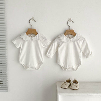 MyKids-USA® Baby Girls Solid Color White bodysuit
