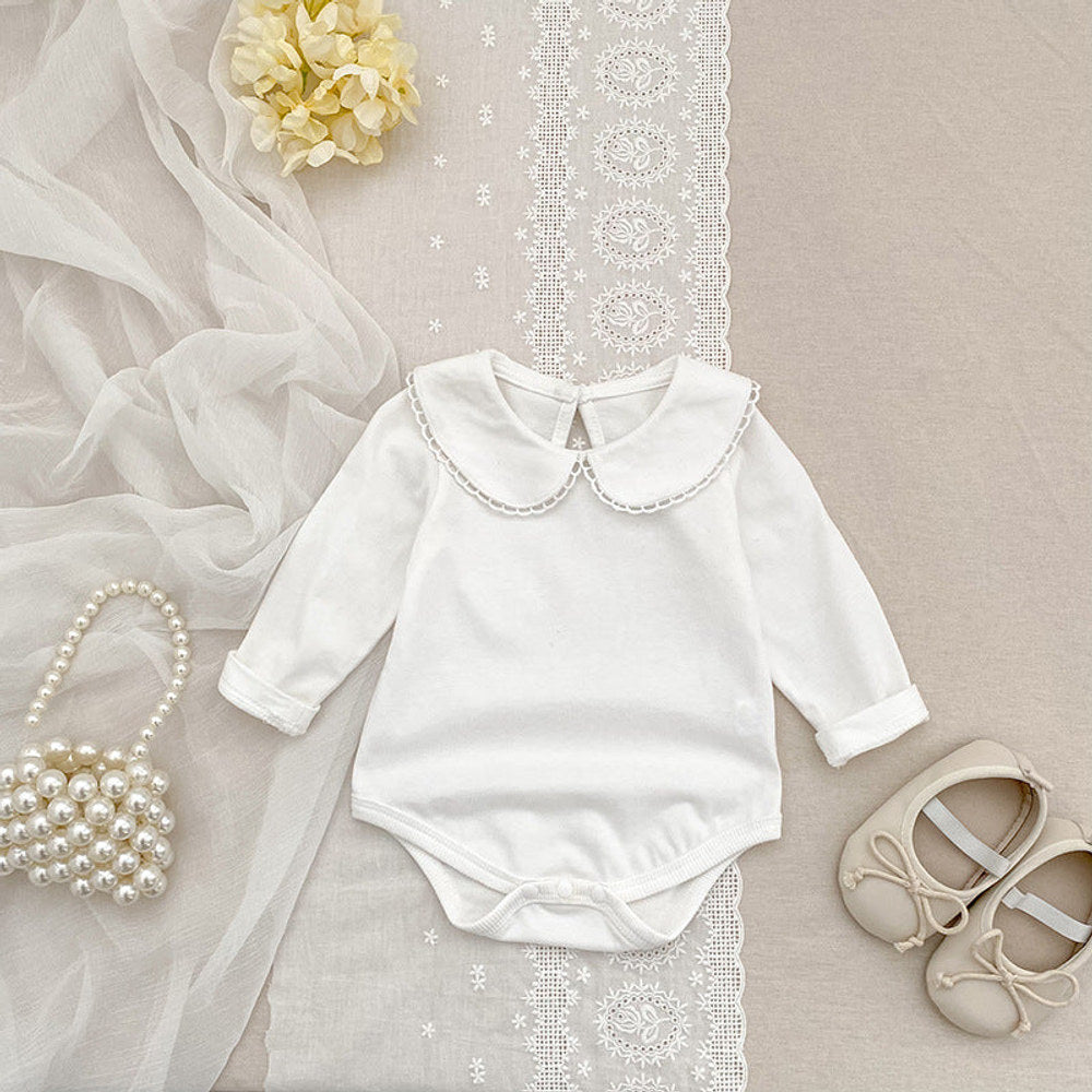 MyKids-USA® Baby Girls Solid Color White bodysuit