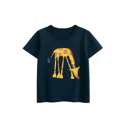 MyKids-USA® Boys’ Cartoon Animals Printed T-shirt in European and American Style