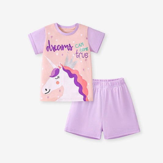 MyKids-USA® Baby Kids Cartoon Pattern T-shirt and Shorts Clothing Set for Girls