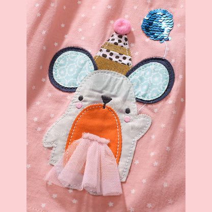 MyKids-USA® Animals Cartoon Pattern Short Sleeves Dress for Stylish Girls