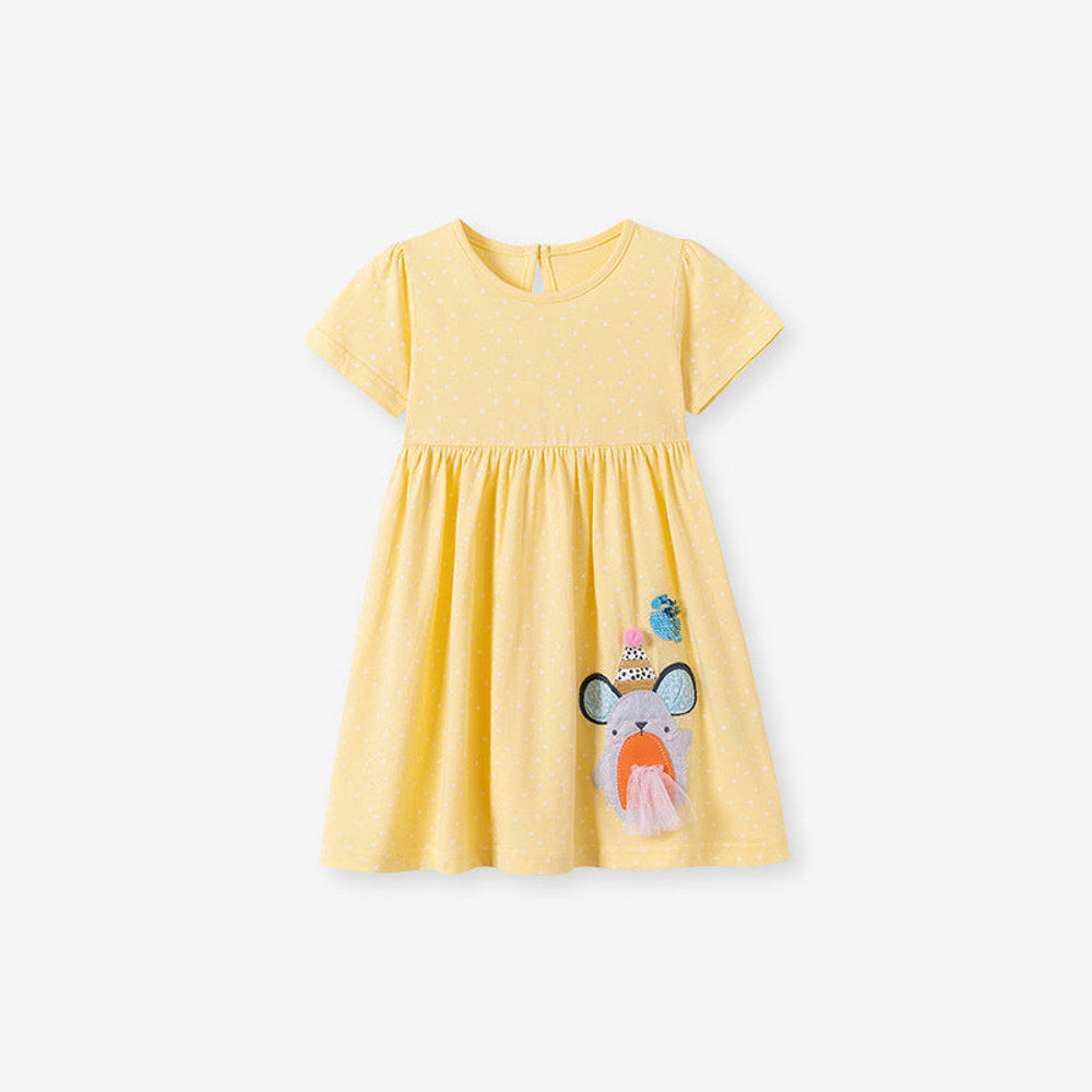 MyKids-USA® Animals Cartoon Pattern Short Sleeves Dress for Stylish Girls