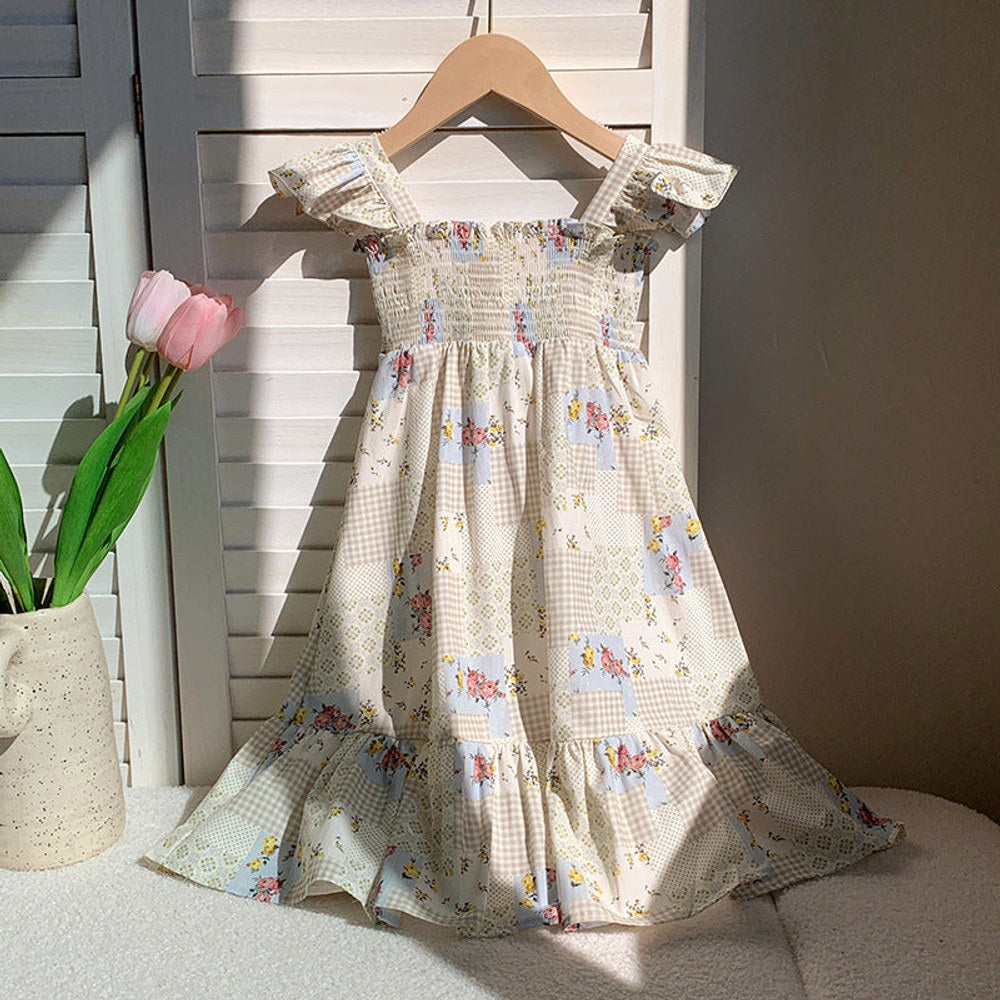 MyKids-USA® Baby Kids Girls Sleeveless Geometric Pattern Dress