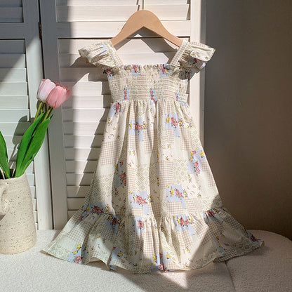 MyKids-USA® Baby Kids Girls Sleeveless Geometric Pattern Dress