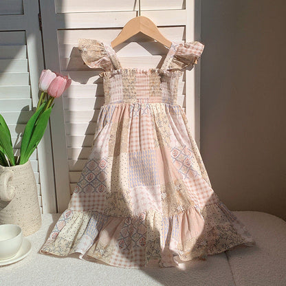 MyKids-USA® Baby Kids Girls Sleeveless Geometric Pattern Dress