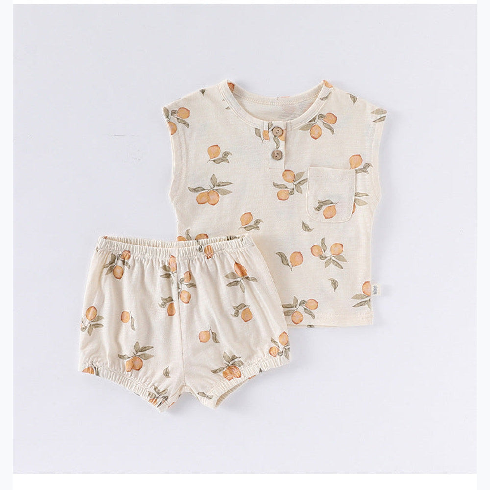 MyKids-USA® Baby Unisex Sleeveless Fruits Pattern Top Vest and Shorts Clothing Sets