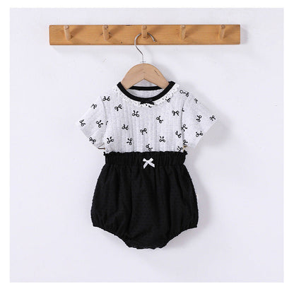 MyKids-USA® Baby Girls Short Sleeves Butterfly-Bows Pattern Top and Bloomers Clothing Sets