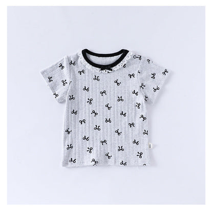 MyKids-USA® Baby Girls Short Sleeves Butterfly-Bows Pattern Top and Bloomers Clothing Sets