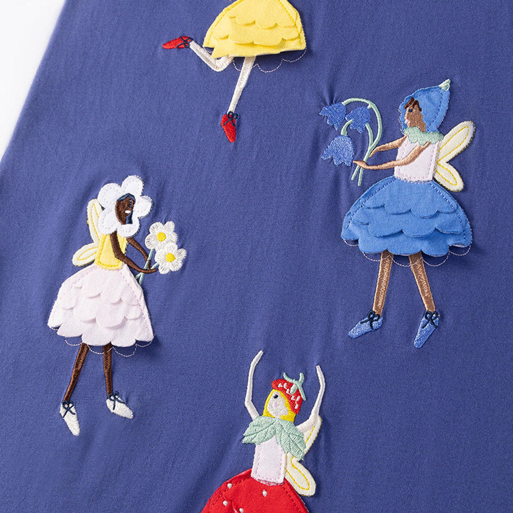 MyKids-USA® Pure Cotton Dancers Cartoon Pattern Short Sleeves Dress for Stylish Girls