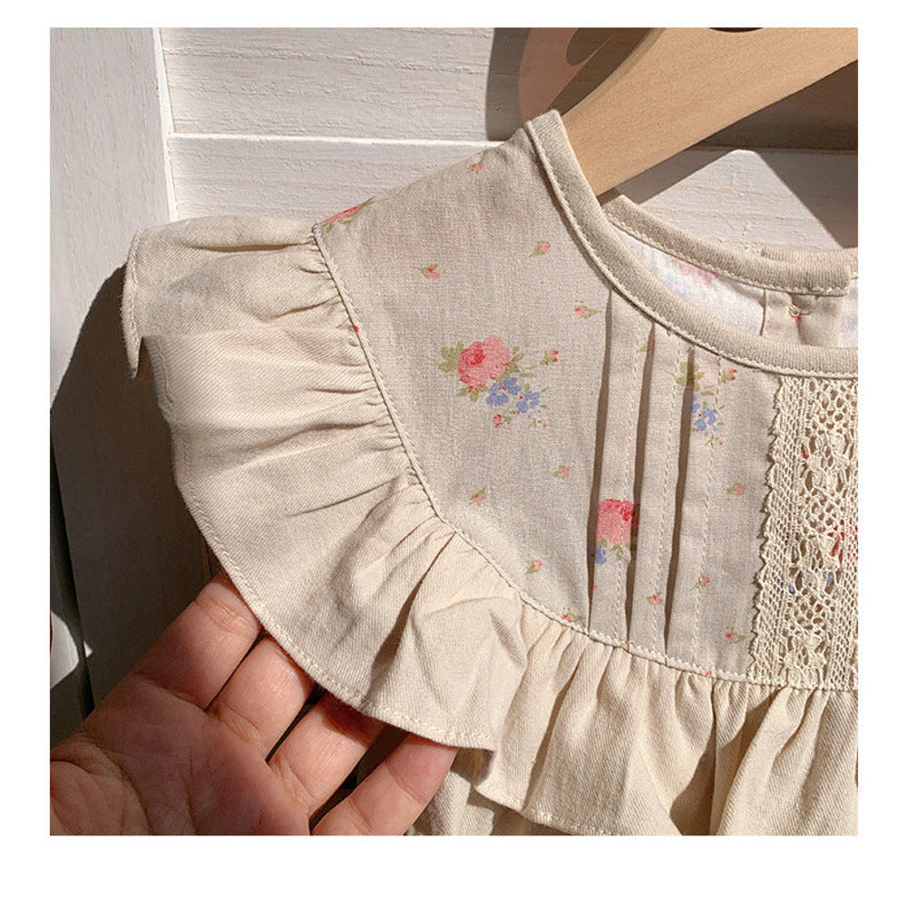 MyKids-USA® Baby Kids Girls Sleeveless Floral Pattern Printed Brown Dress