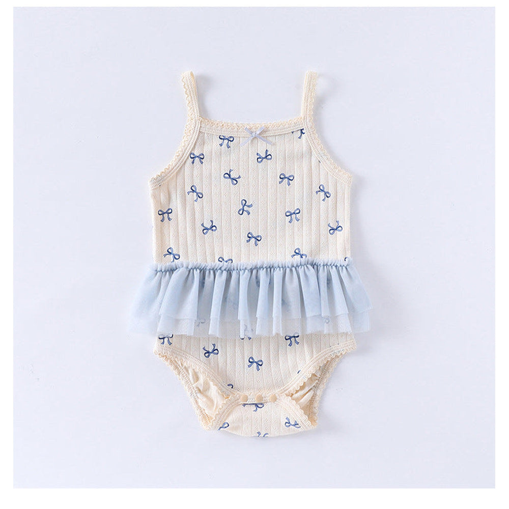 MyKids-USA® Baby Girls Sleeveless Heart Pattern Tulle Patchwork bodysuit Bodysuits