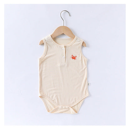 MyKids-USA® Baby Unisex Crew Neck Sleeveless Cartoon Logo bodysuit Bodysuits