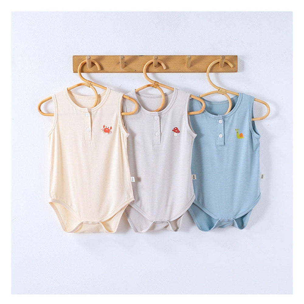 MyKids-USA® Baby Unisex Crew Neck Sleeveless Cartoon Logo bodysuit Bodysuits