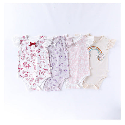 MyKids-USA® Baby Girls Fly Sleeves Floral Pattern bodysuit Bodysuits