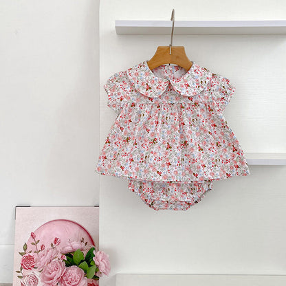 MyKids-USA® Baby Girls Short Sleeves Floral Top Dress and Bloomers Clothing Sets