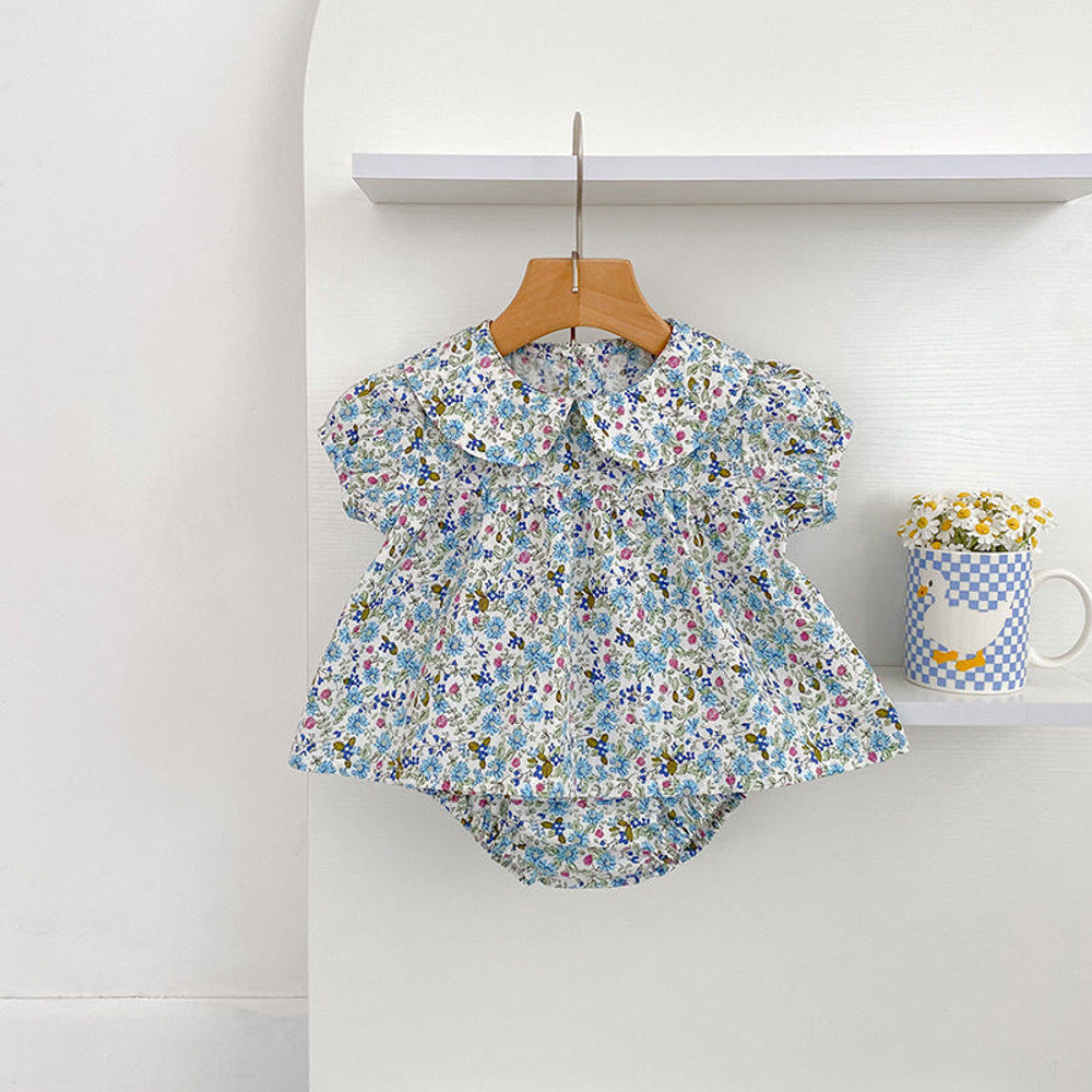 MyKids-USA® Baby Girls Short Sleeves Floral Top Dress and Bloomers Clothing Sets